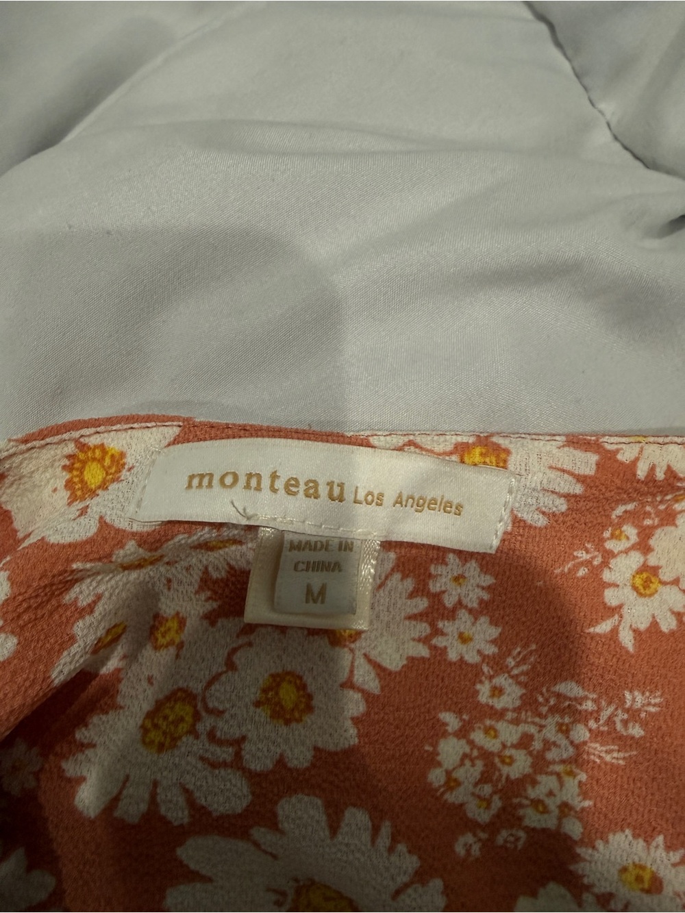 Monteau Peach Floral V-Neck Button Midi Dress - Picture 2 of 2